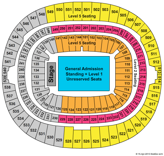 Wembley Stadium End Stage GA Seating Chart
